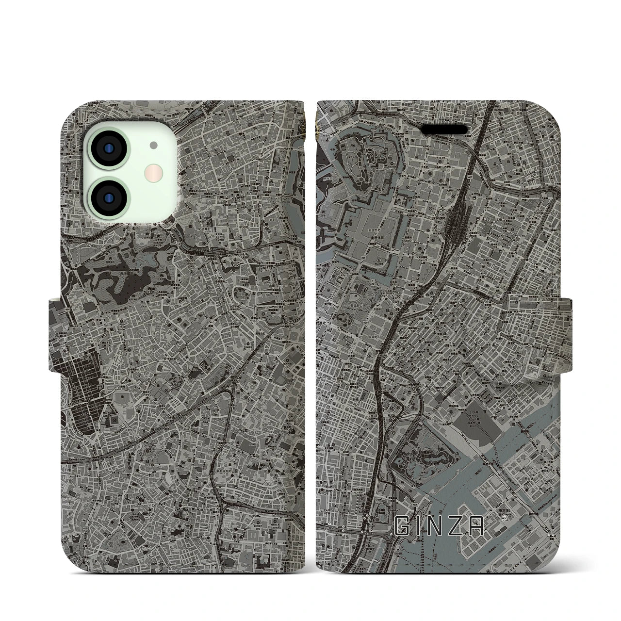 【銀座(東京都)】地図柄iPhoneケース(手帳タイプ)