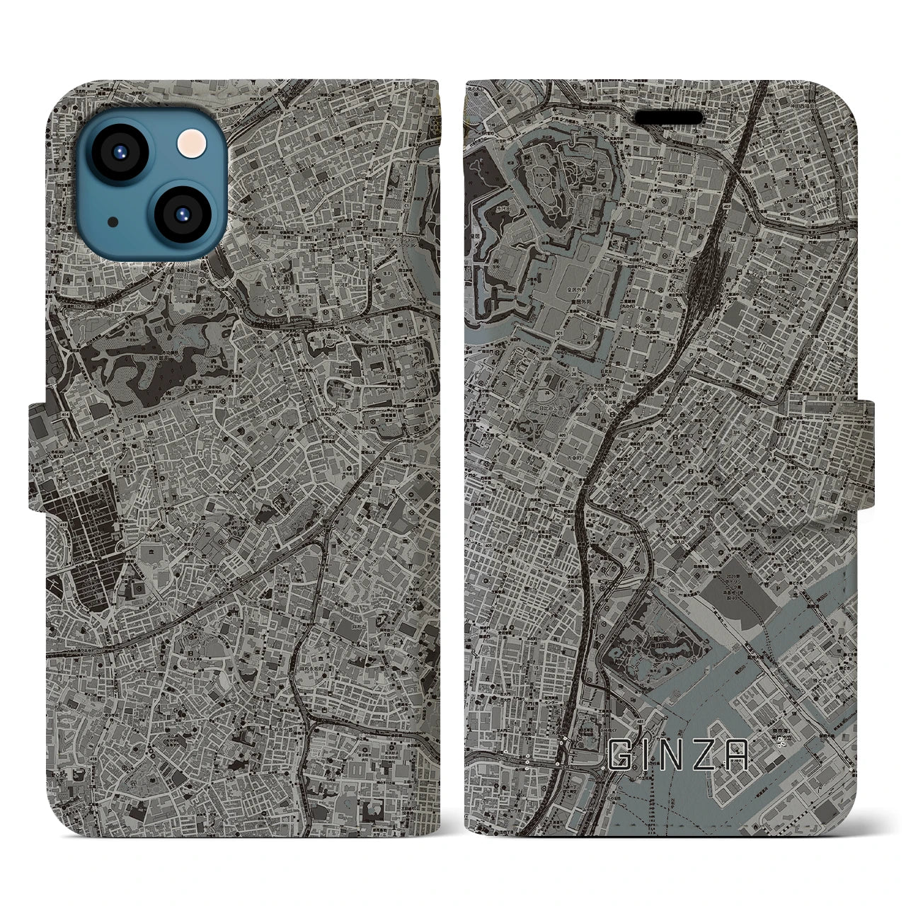 【銀座(東京都)】地図柄iPhoneケース(手帳タイプ)