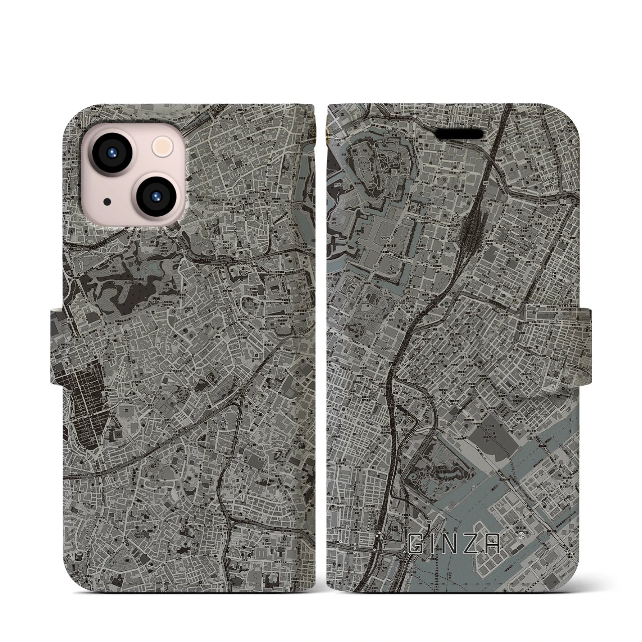 【銀座(東京都)】地図柄iPhoneケース(手帳タイプ)