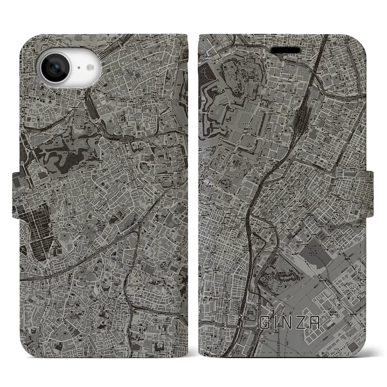 【銀座(東京都)】地図柄iPhoneケース(手帳タイプ)