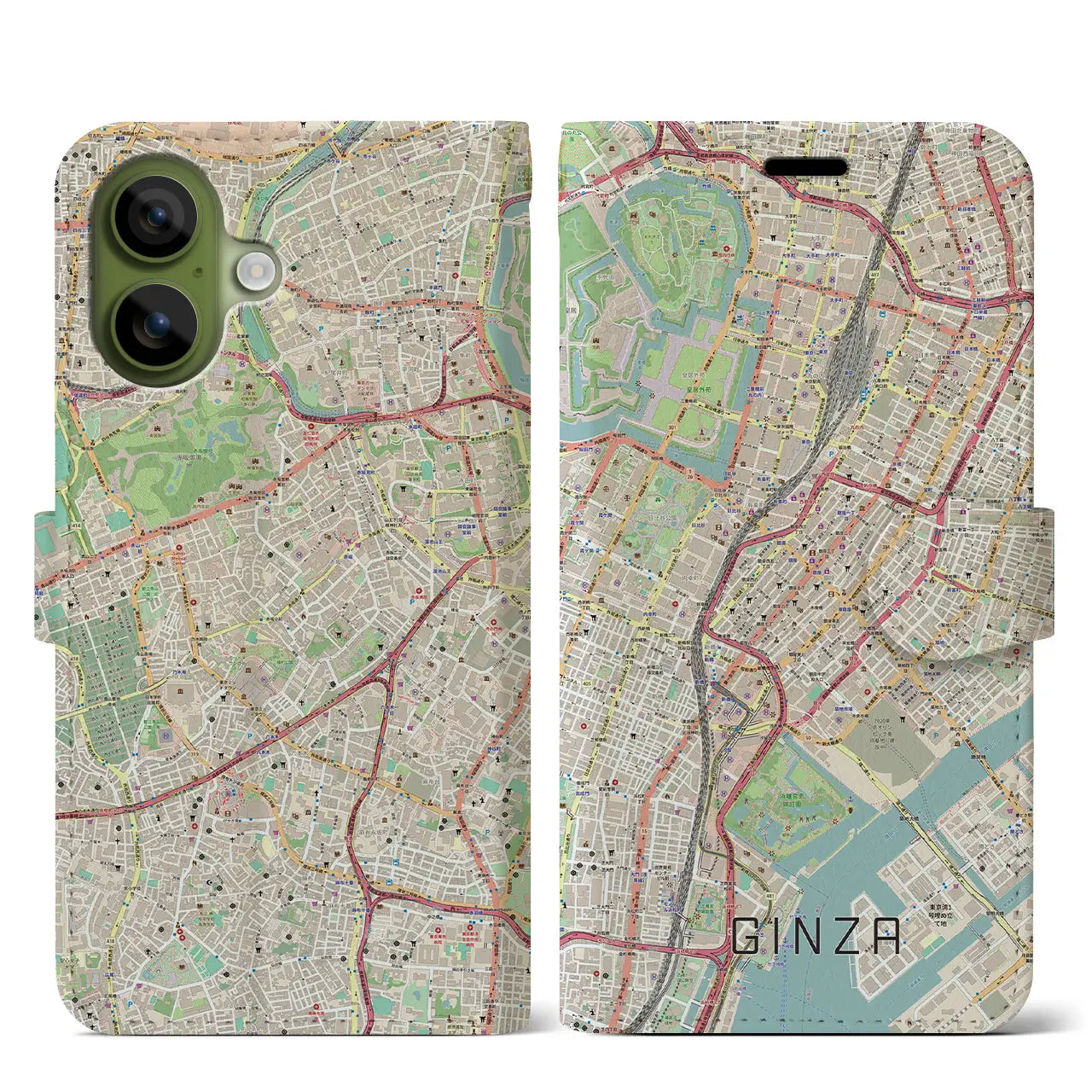 【銀座(東京都)】地図柄iPhoneケース(手帳タイプ)