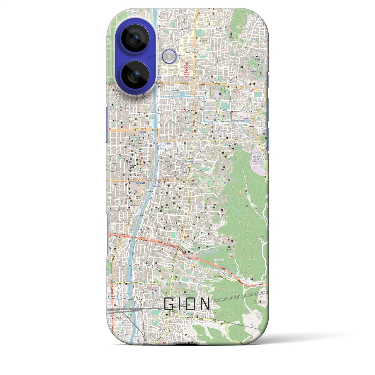 【祇園(京都府)】地図柄iPhoneケース(バックカバータイプ)ブラック・iPhone 16 Pro Max 用