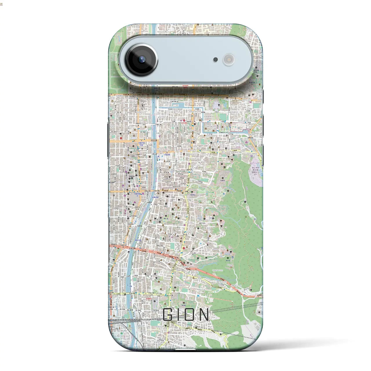 【祇園(京都府)】地図柄iPhoneケース(バックカバータイプ)ブラック・iPhone 17 Pro Max 用