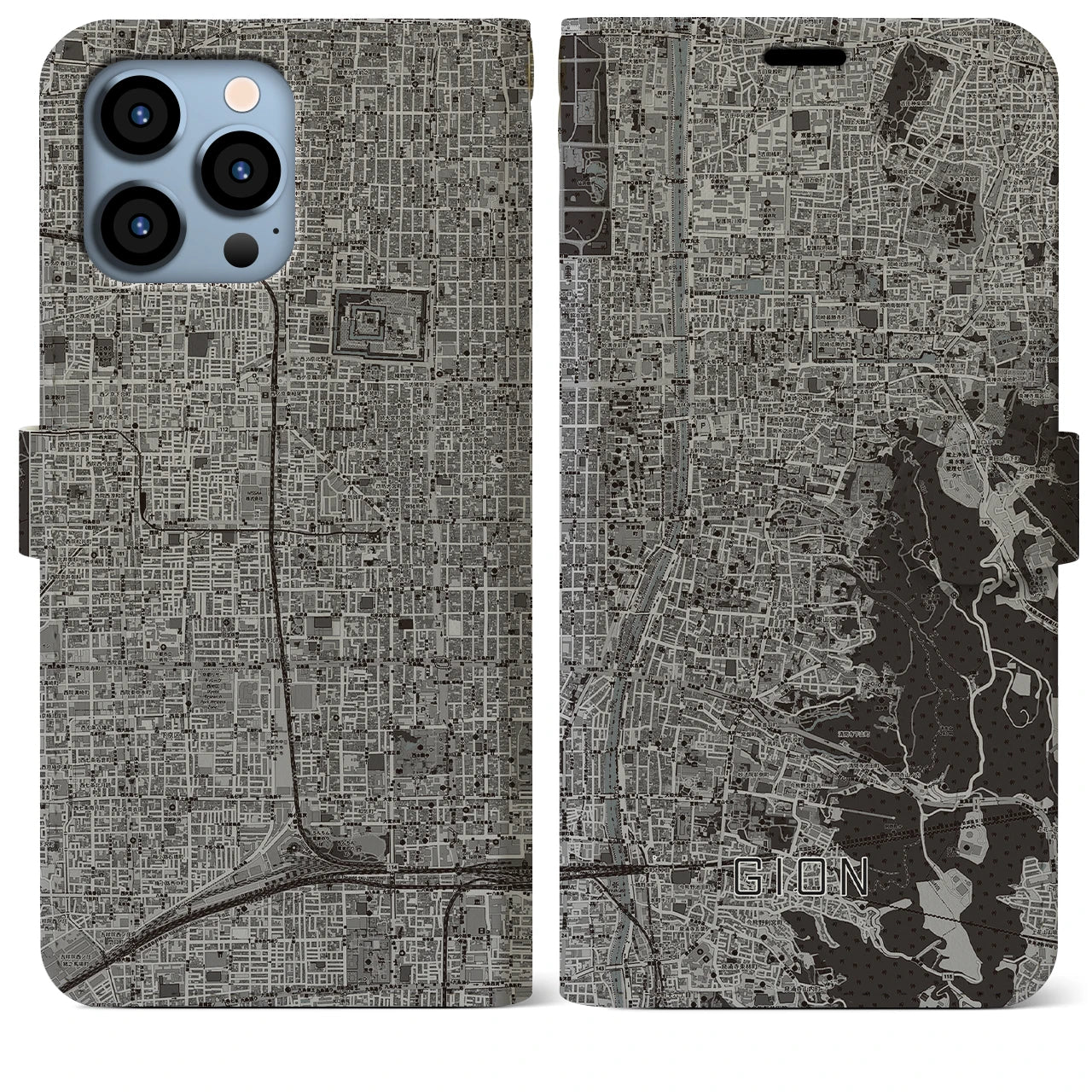 【祇園(京都府)】地図柄iPhoneケース(手帳タイプ)