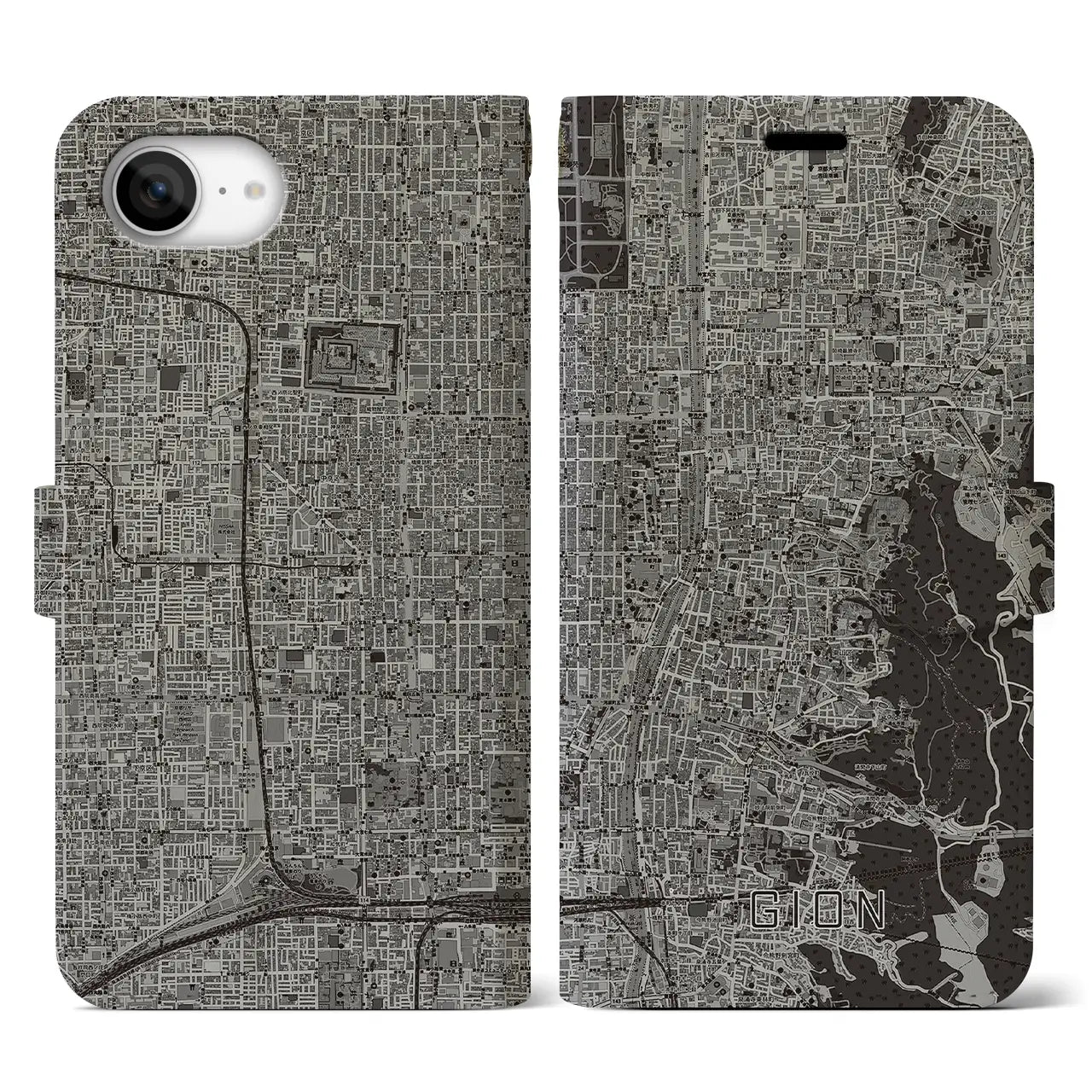 【祇園(京都府)】地図柄iPhoneケース(手帳タイプ)