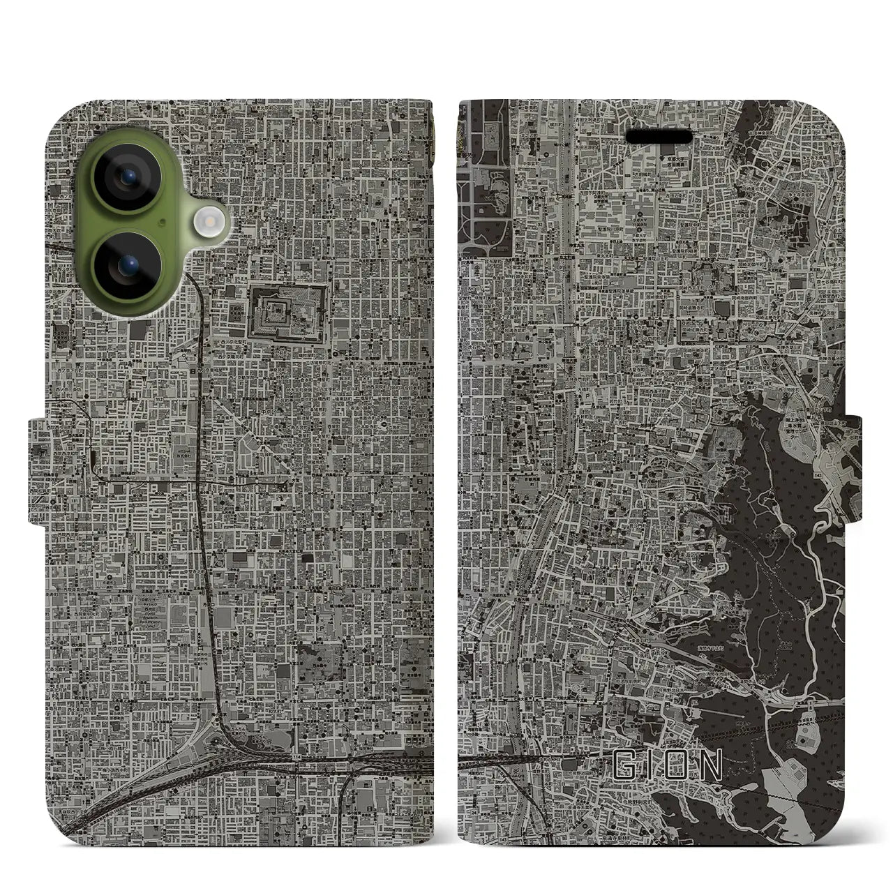 【祇園(京都府)】地図柄iPhoneケース(手帳タイプ)