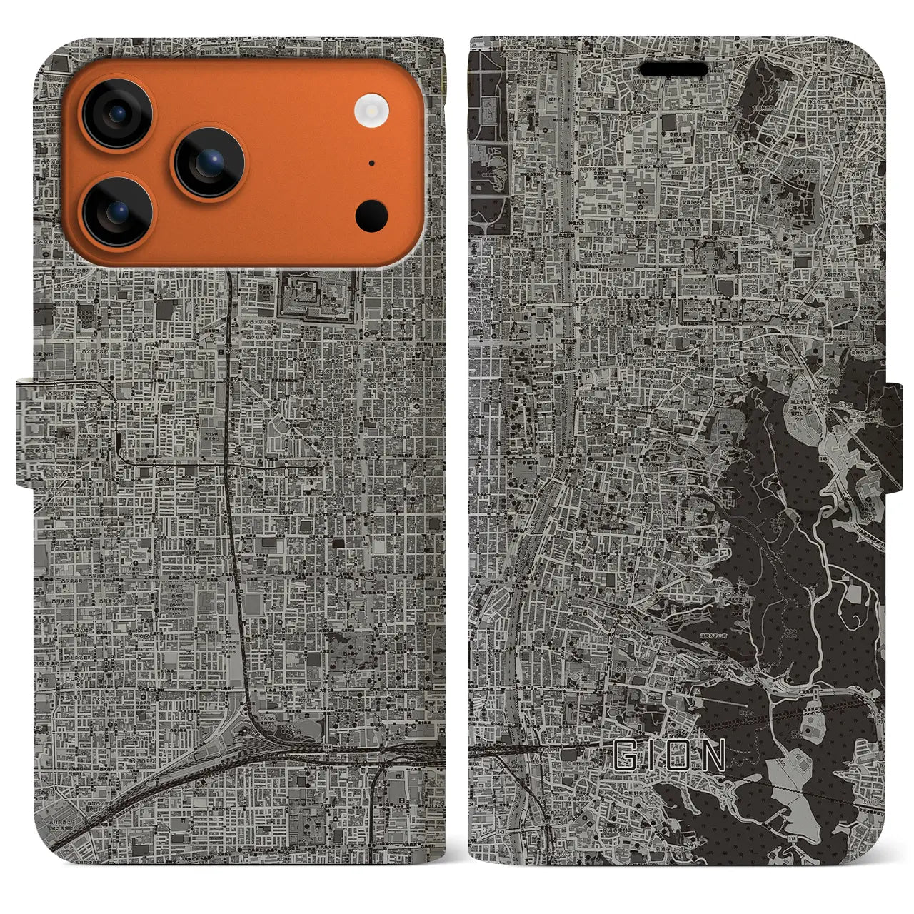 【祇園(京都府)】地図柄iPhoneケース(手帳タイプ)