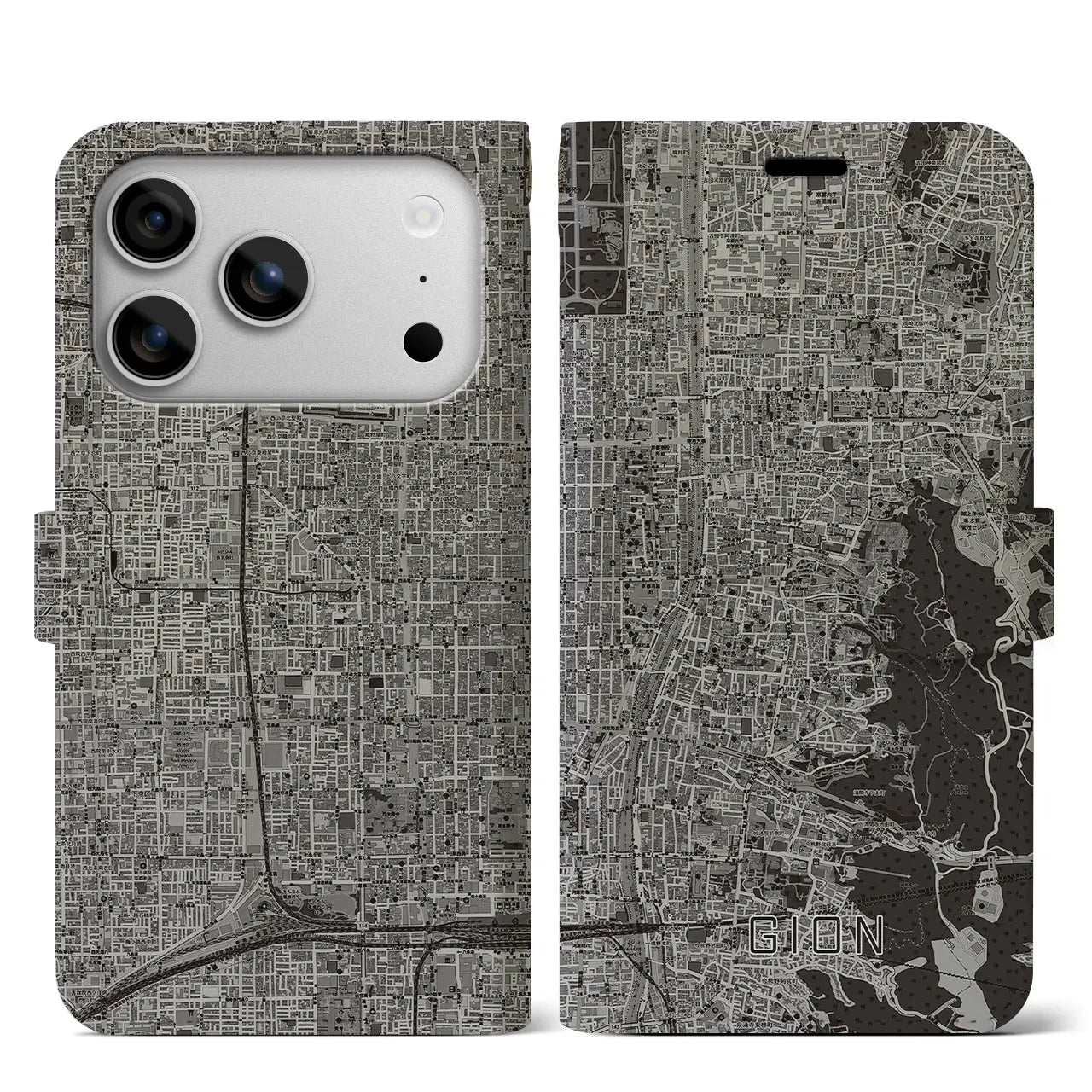 【祇園(京都府)】地図柄iPhoneケース(手帳タイプ)