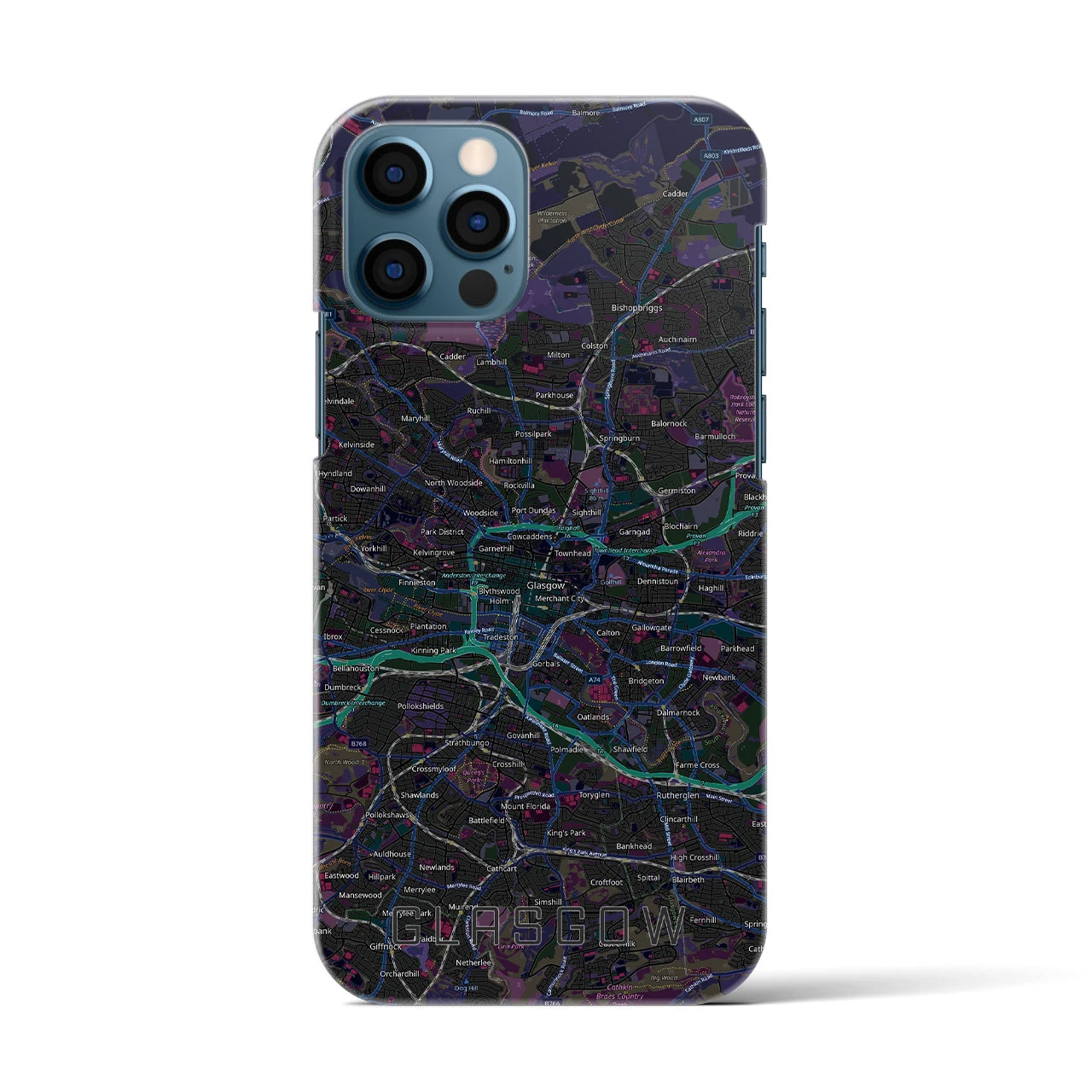 【グラスゴー(イギリス)】地図柄iPhoneケース(バックカバータイプ)