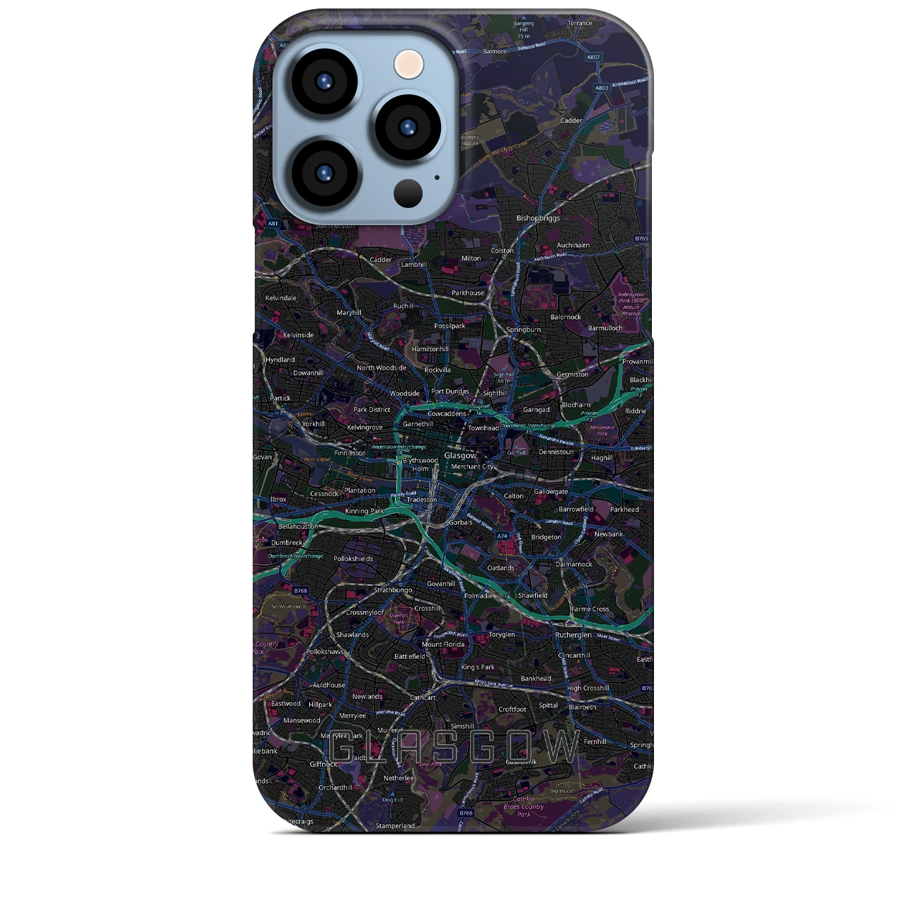 【グラスゴー(イギリス)】地図柄iPhoneケース(バックカバータイプ)
