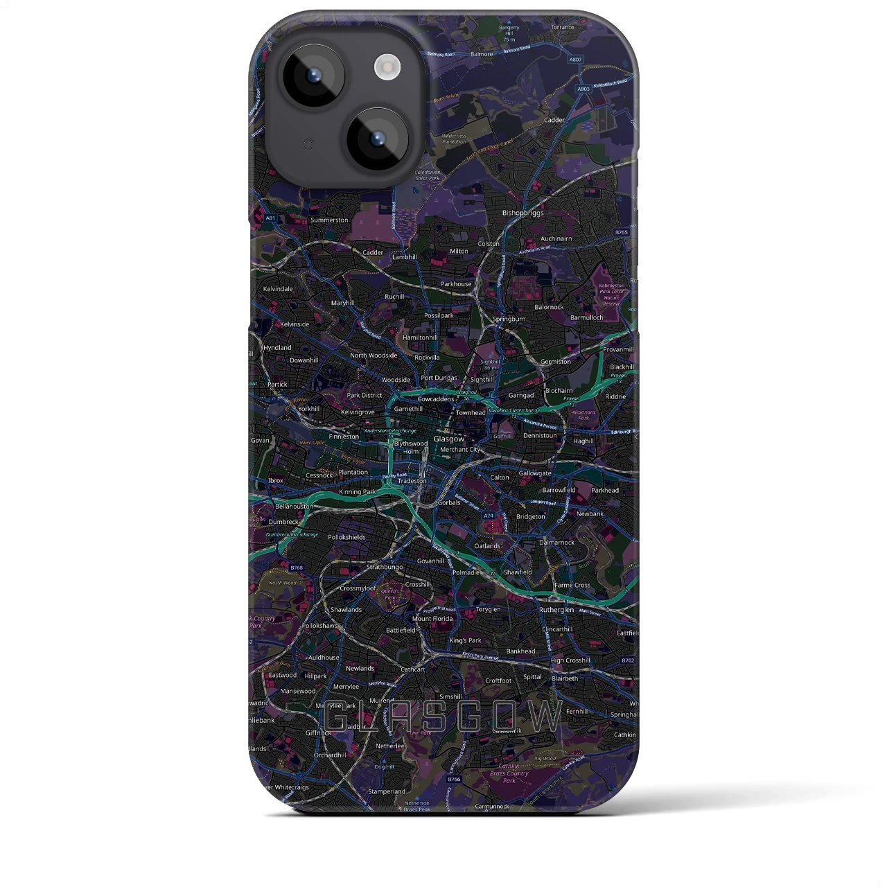 【グラスゴー(イギリス)】地図柄iPhoneケース(バックカバータイプ)