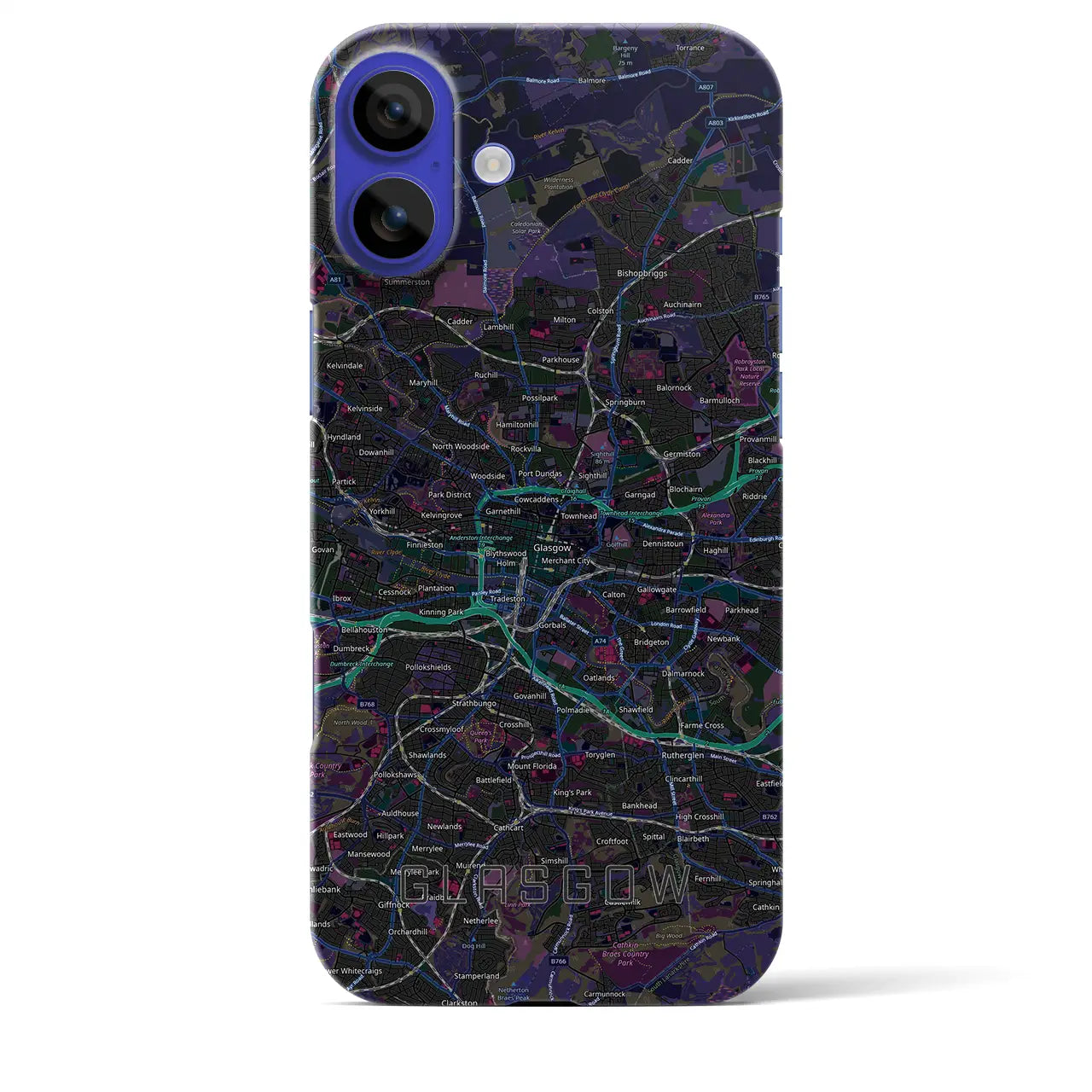 【グラスゴー(イギリス)】地図柄iPhoneケース(バックカバータイプ)