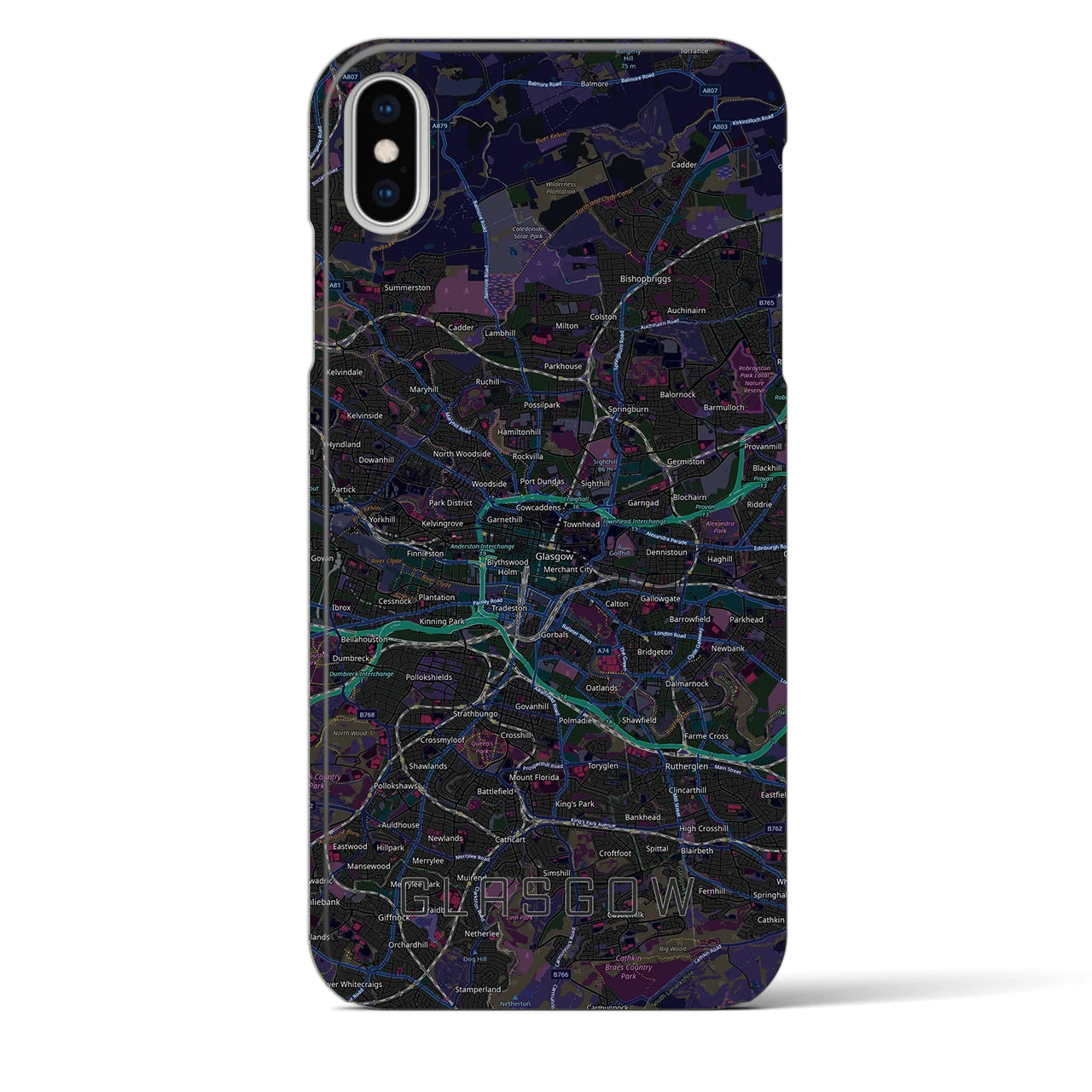 【グラスゴー(イギリス)】地図柄iPhoneケース(バックカバータイプ)