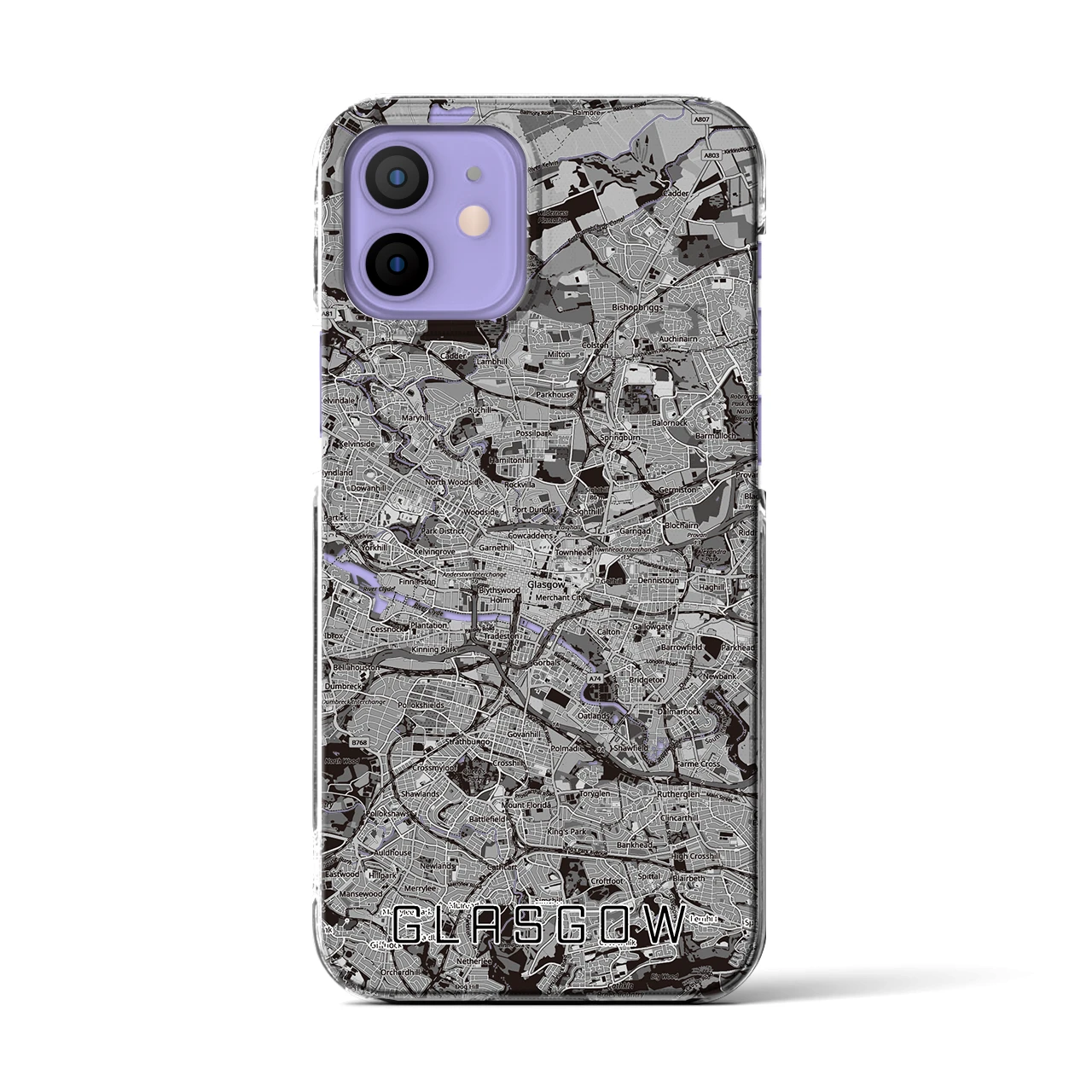 【グラスゴー(イギリス)】地図柄iPhoneケース(クリアタイプ)