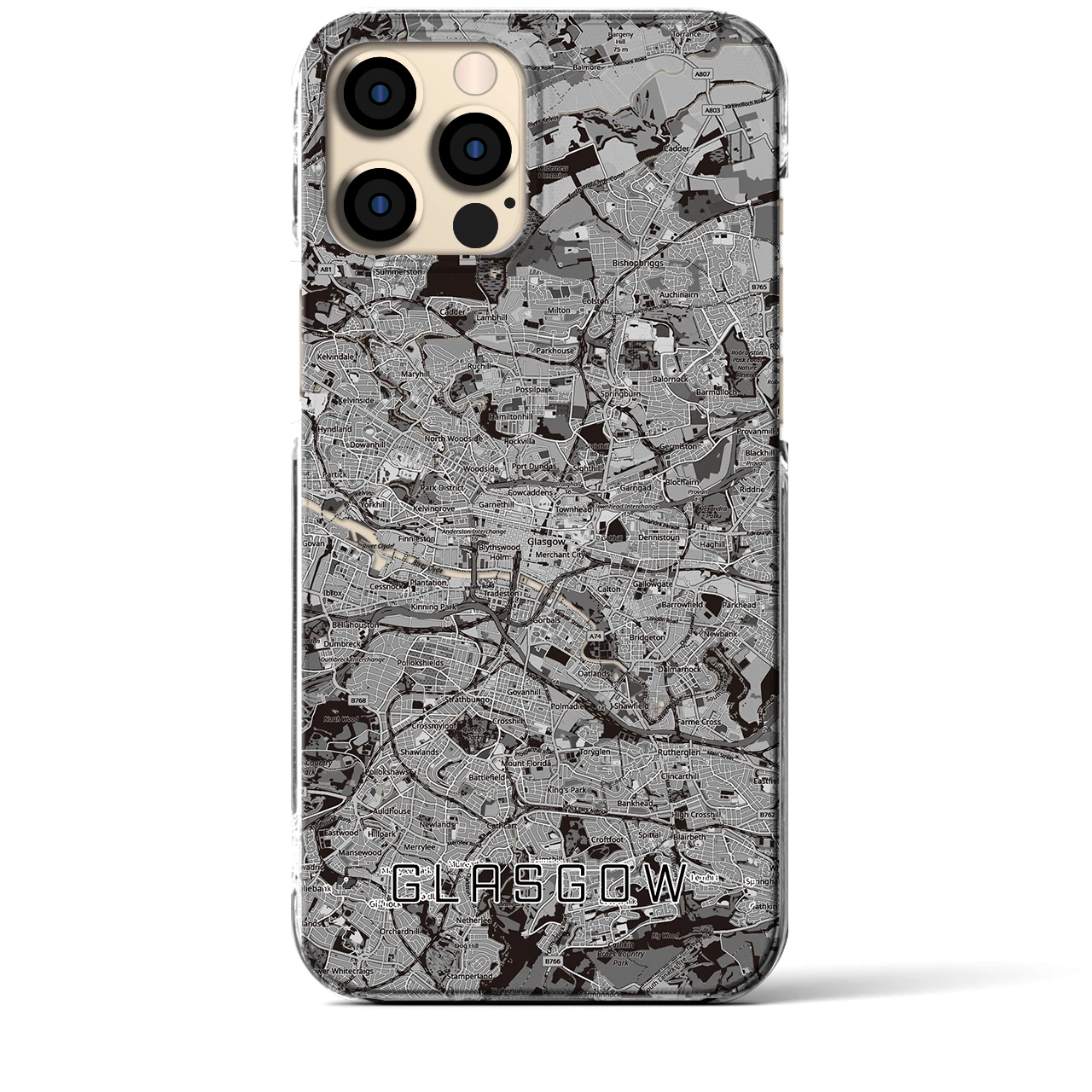 【グラスゴー(イギリス)】地図柄iPhoneケース(クリアタイプ)