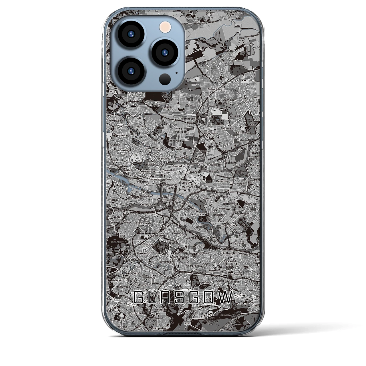 【グラスゴー(イギリス)】地図柄iPhoneケース(クリアタイプ)