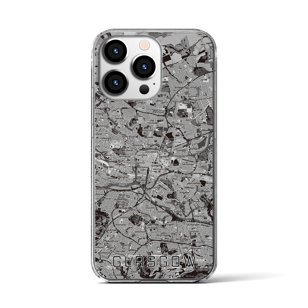 【グラスゴー(イギリス)】地図柄iPhoneケース(クリアタイプ)
