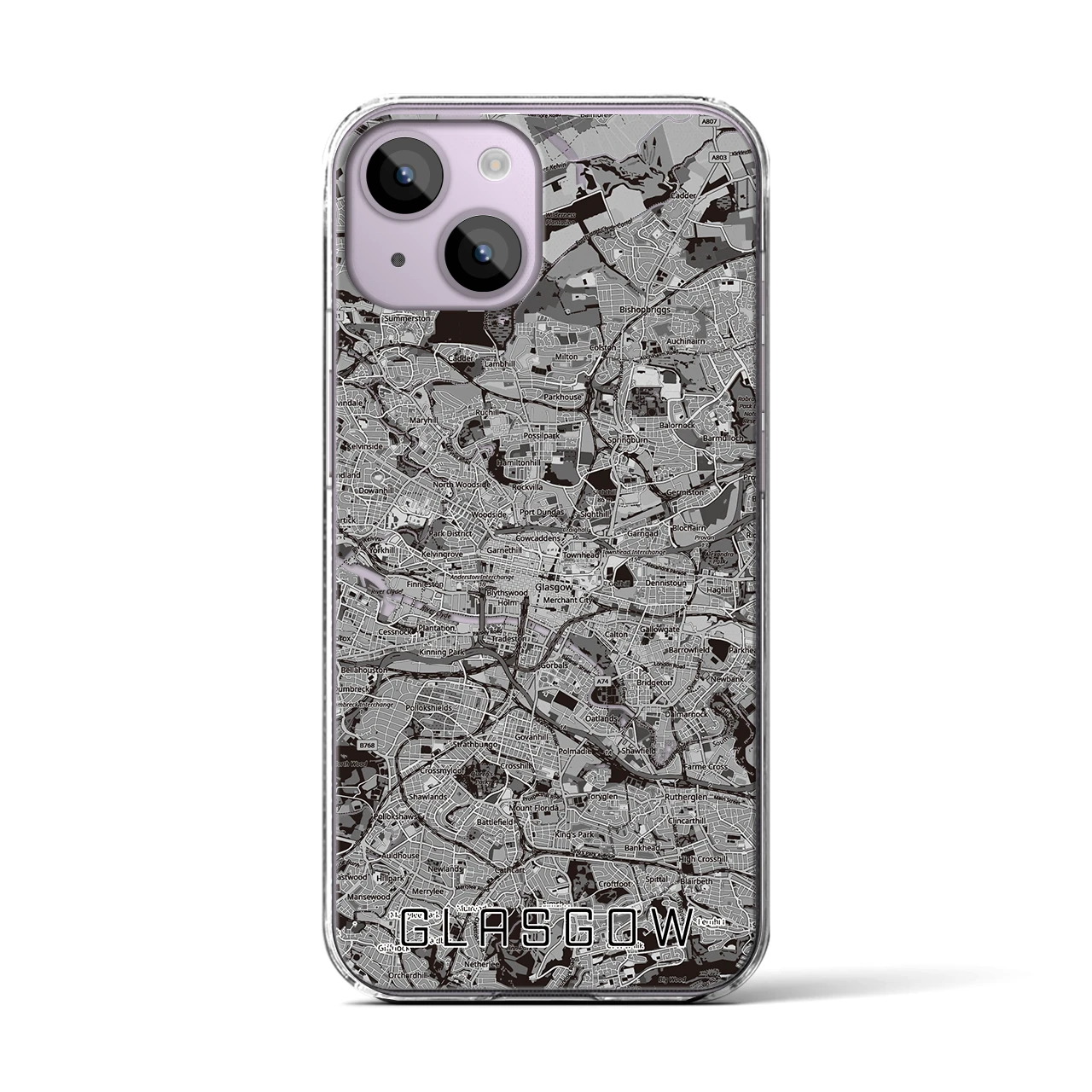 【グラスゴー(イギリス)】地図柄iPhoneケース(クリアタイプ)