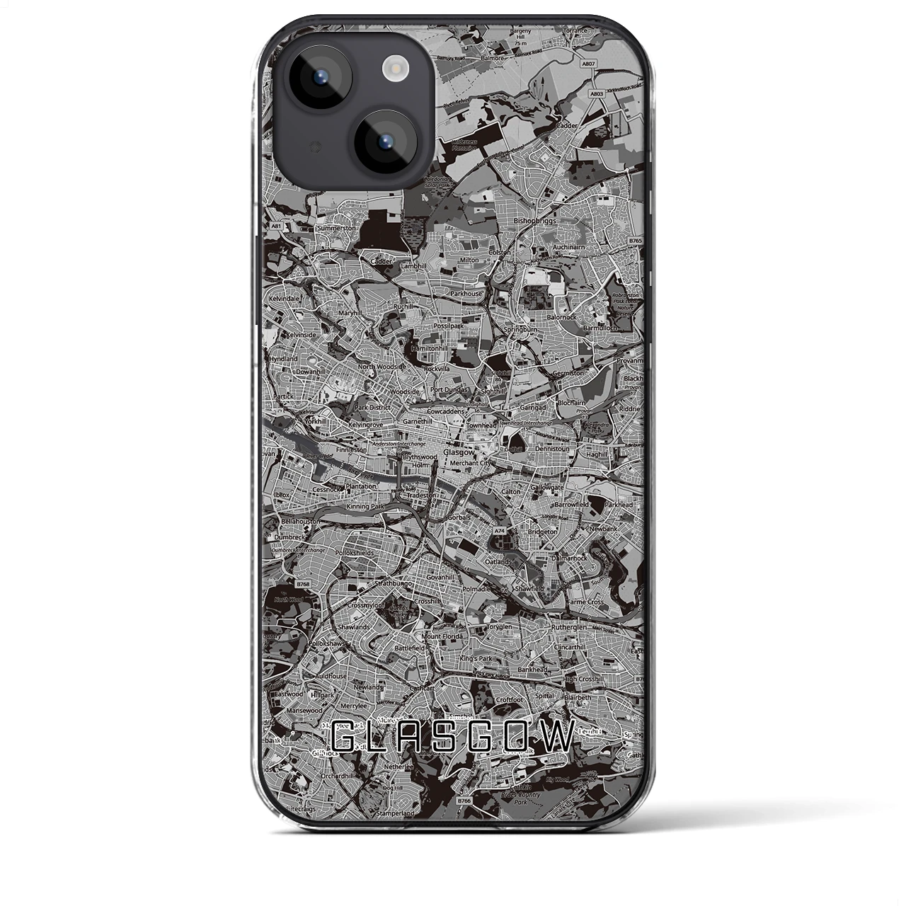 【グラスゴー(イギリス)】地図柄iPhoneケース(クリアタイプ)