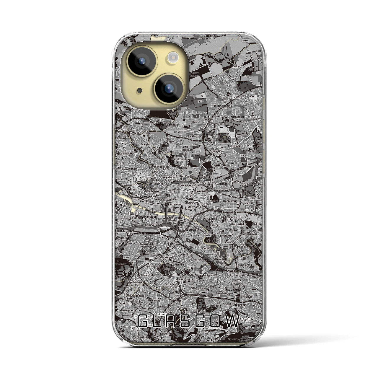 【グラスゴー(イギリス)】地図柄iPhoneケース(クリアタイプ)
