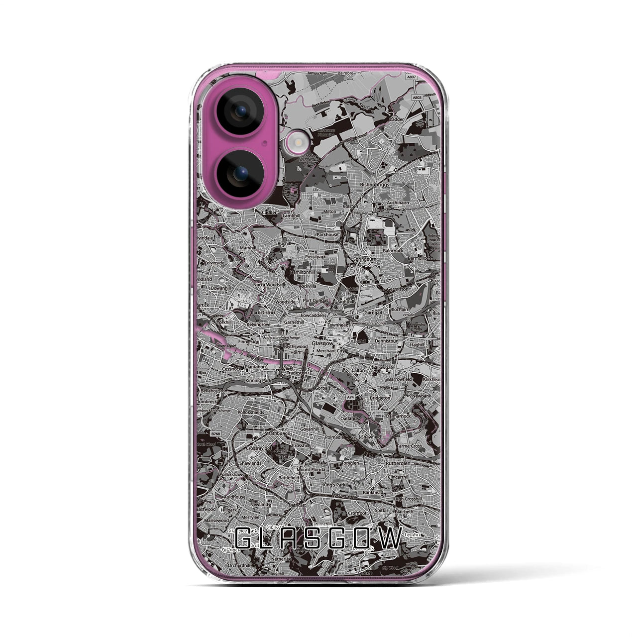 【グラスゴー(イギリス)】地図柄iPhoneケース(クリアタイプ)