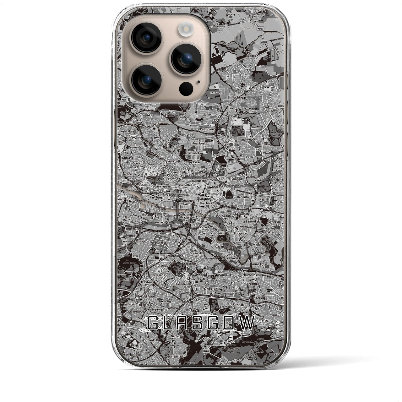 【グラスゴー(イギリス)】地図柄iPhoneケース(クリアタイプ)