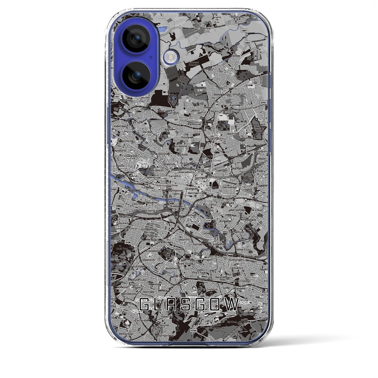 【グラスゴー(イギリス)】地図柄iPhoneケース(クリアタイプ)