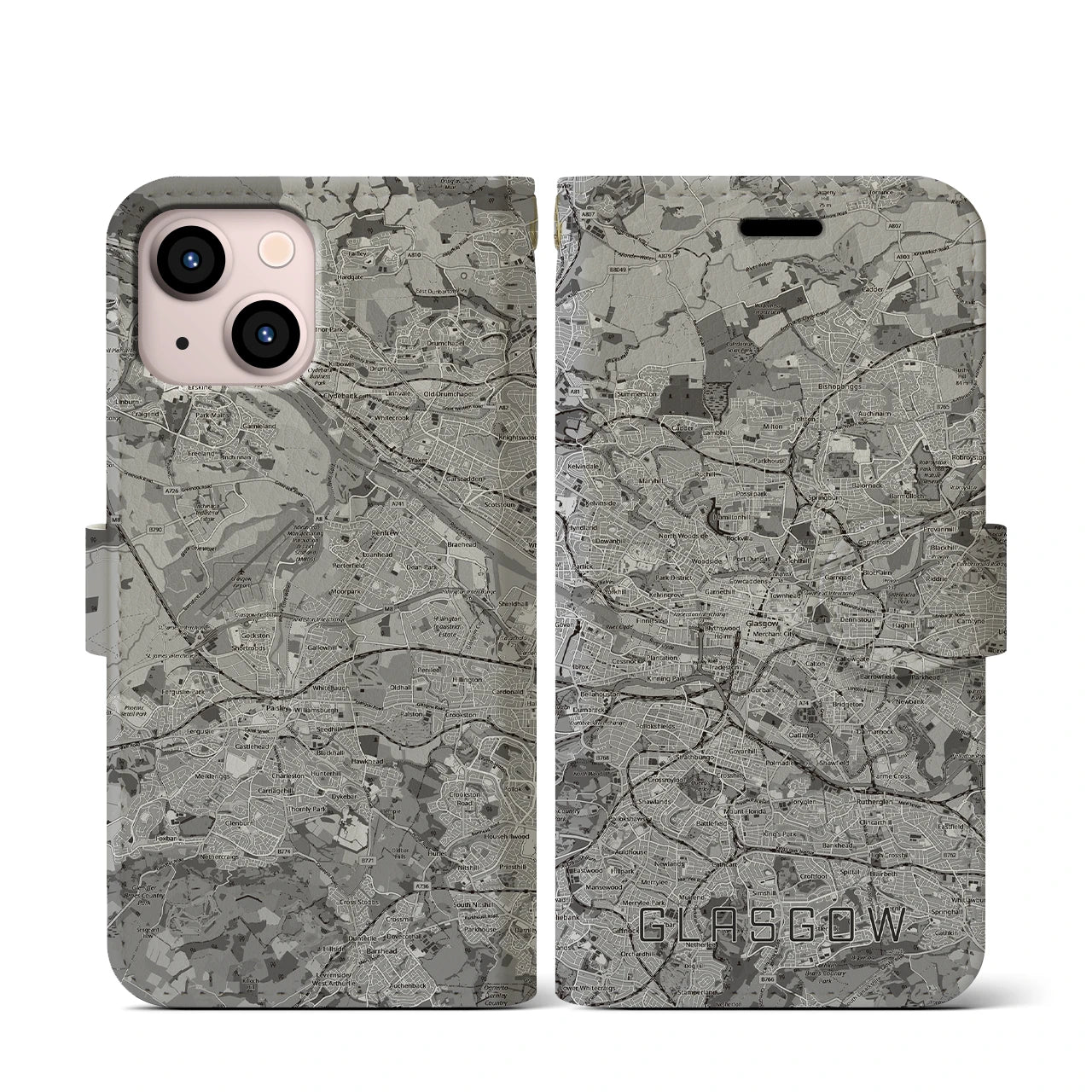 【グラスゴー(イギリス)】地図柄iPhoneケース(手帳タイプ)