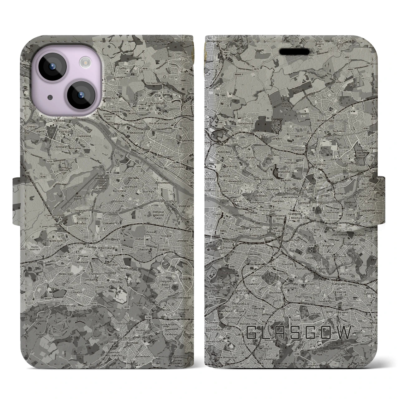 【グラスゴー(イギリス)】地図柄iPhoneケース(手帳タイプ)