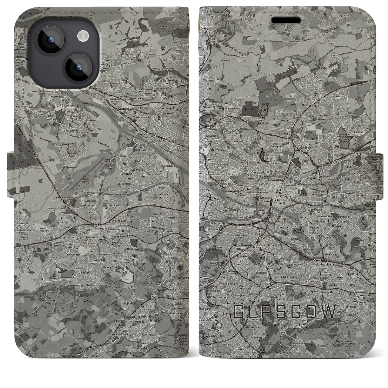 【グラスゴー(イギリス)】地図柄iPhoneケース(手帳タイプ)