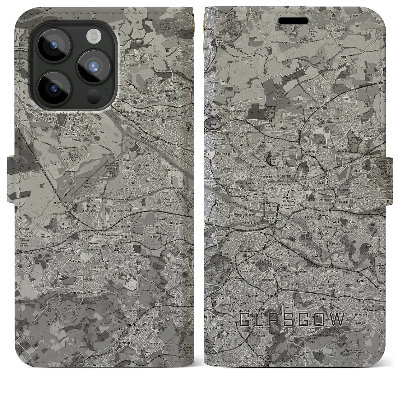 【グラスゴー(イギリス)】地図柄iPhoneケース(手帳タイプ)