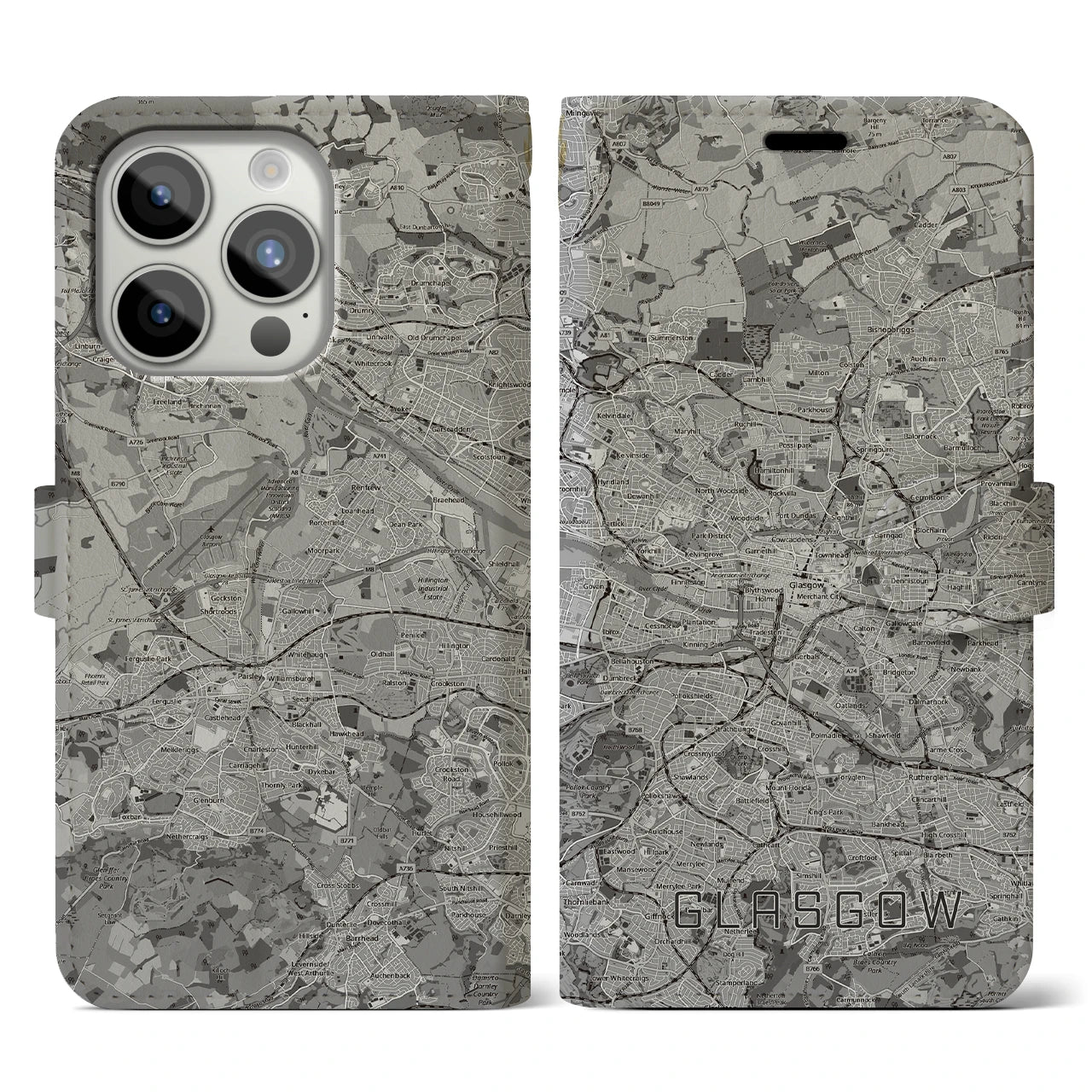【グラスゴー(イギリス)】地図柄iPhoneケース(手帳タイプ)