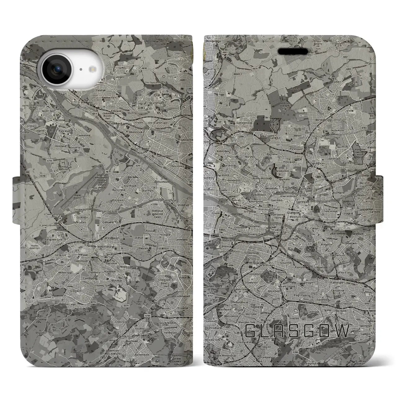 【グラスゴー(イギリス)】地図柄iPhoneケース(手帳タイプ)