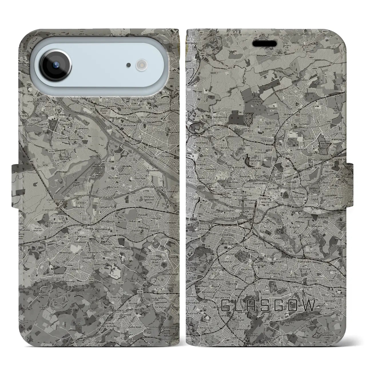 【グラスゴー(イギリス)】地図柄iPhoneケース(手帳タイプ)