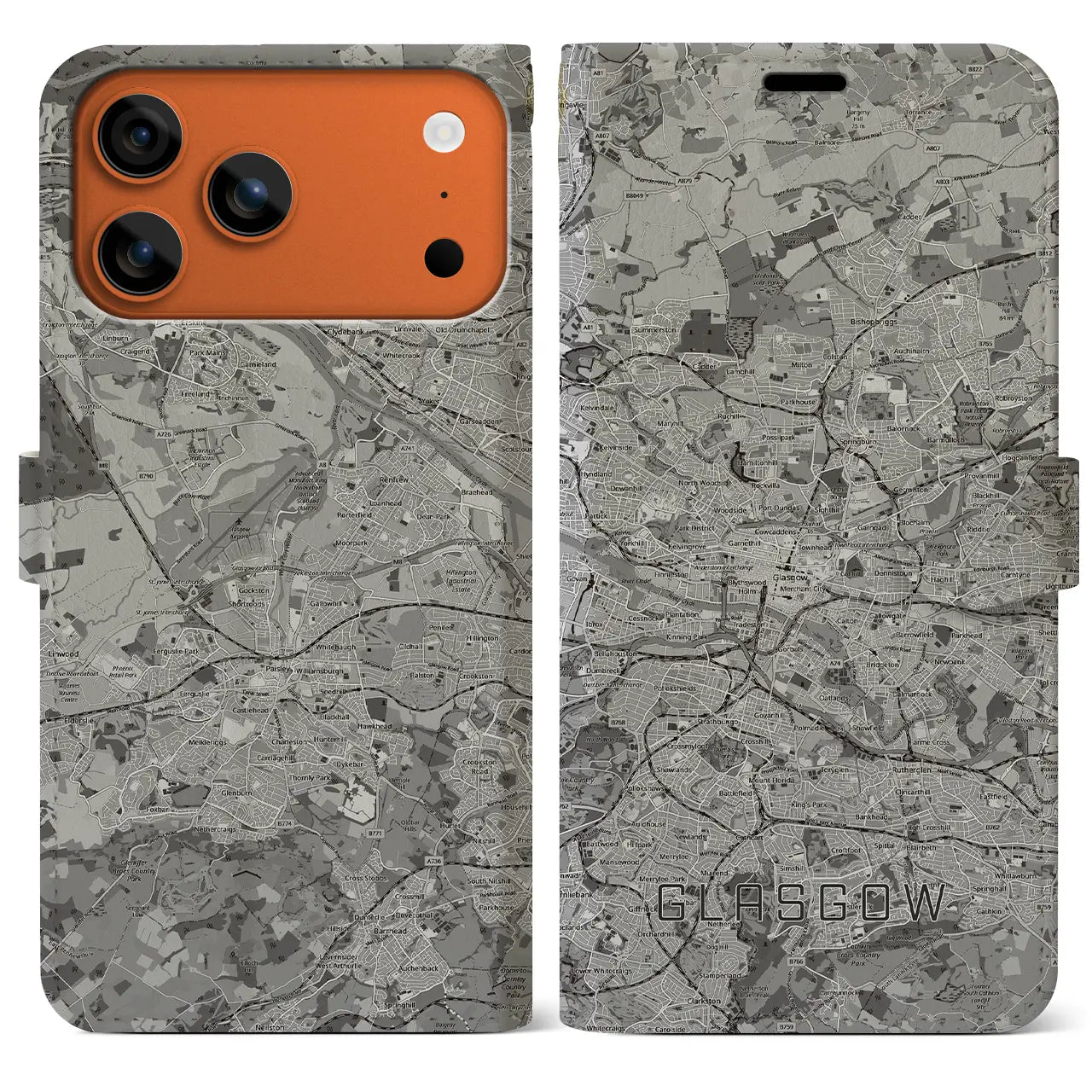 【グラスゴー(イギリス)】地図柄iPhoneケース(手帳タイプ)