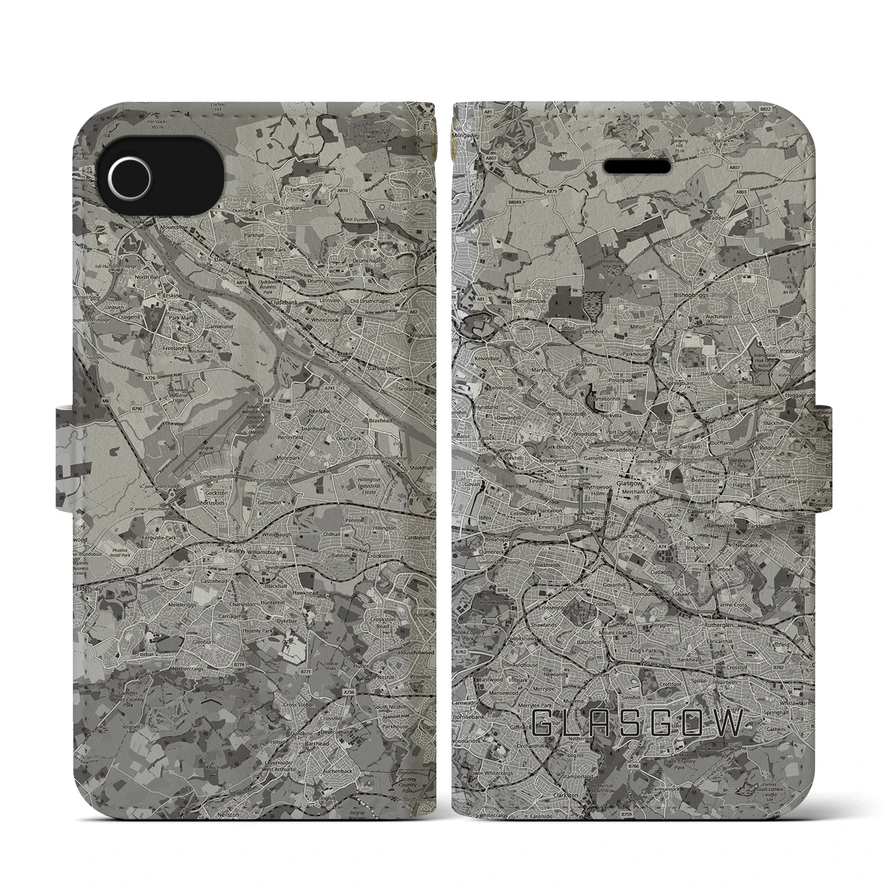 【グラスゴー(イギリス)】地図柄iPhoneケース(手帳タイプ)