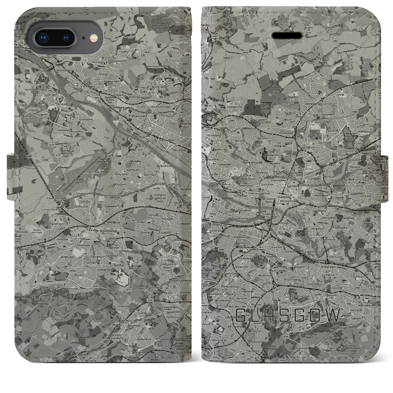 【グラスゴー(イギリス)】地図柄iPhoneケース(手帳タイプ)