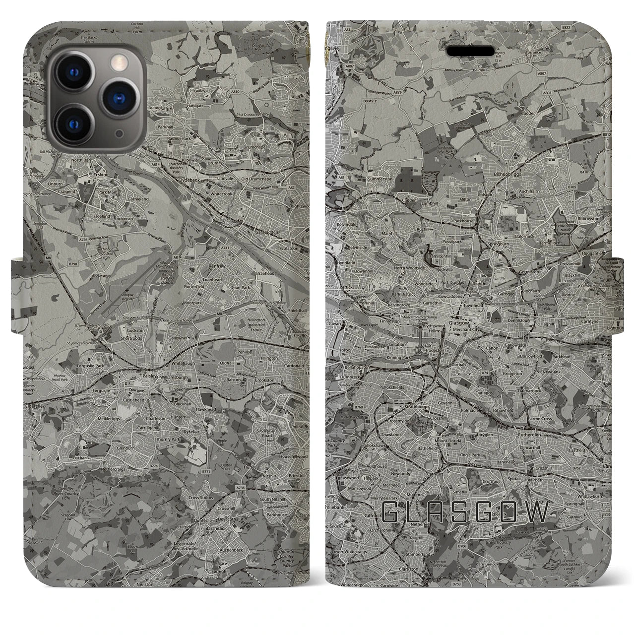 【グラスゴー(イギリス)】地図柄iPhoneケース(手帳タイプ)