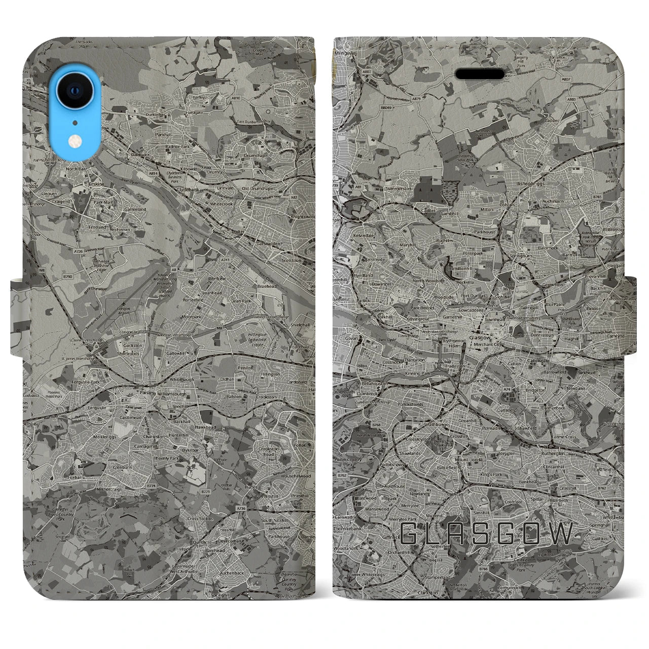 【グラスゴー(イギリス)】地図柄iPhoneケース(手帳タイプ)