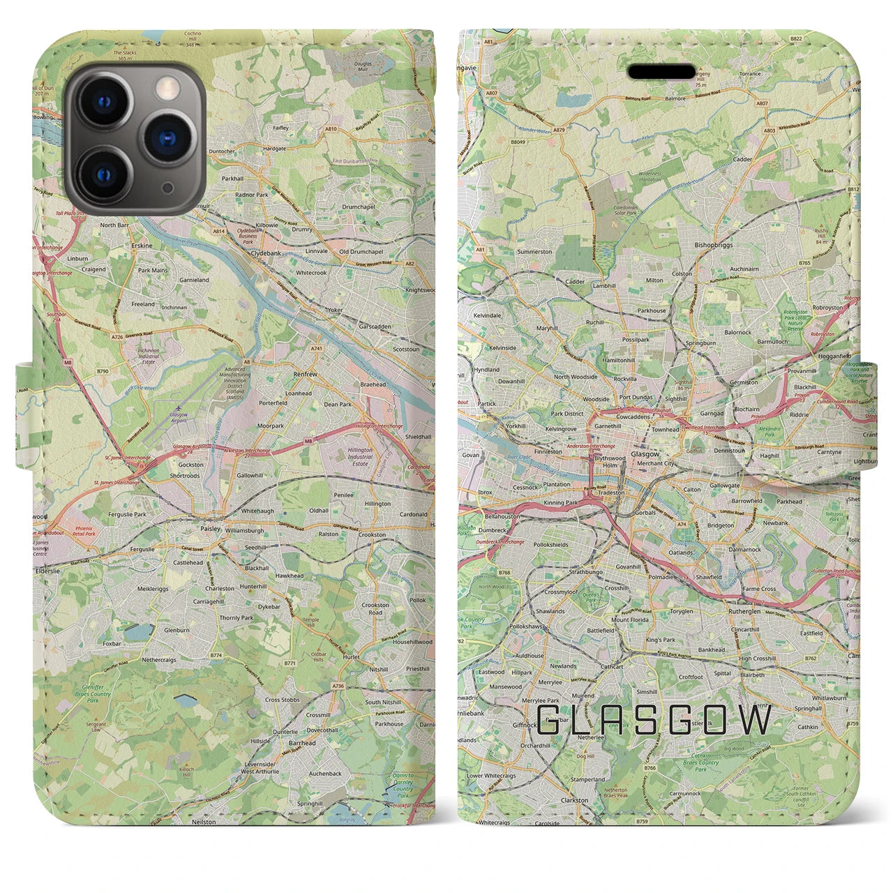 【グラスゴー(イギリス)】地図柄iPhoneケース(手帳タイプ)