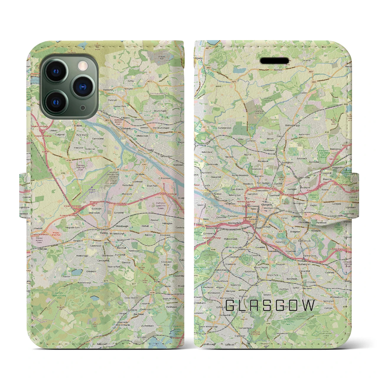 【グラスゴー(イギリス)】地図柄iPhoneケース(手帳タイプ)