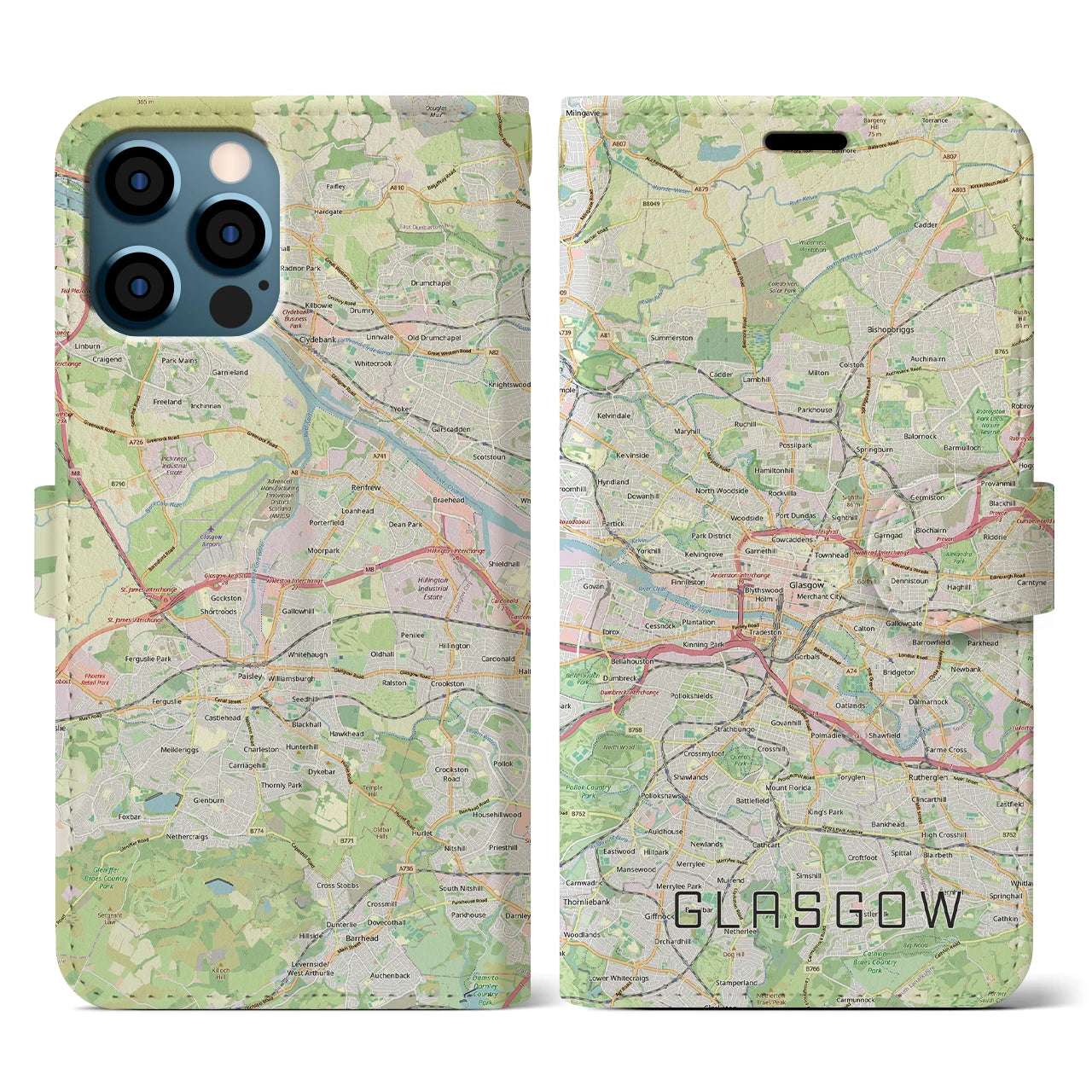 【グラスゴー(イギリス)】地図柄iPhoneケース(手帳タイプ)