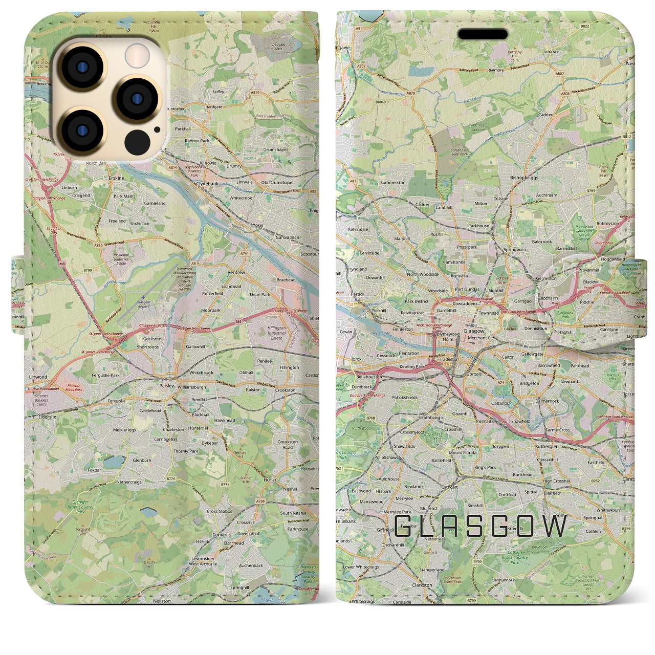【グラスゴー(イギリス)】地図柄iPhoneケース(手帳タイプ)