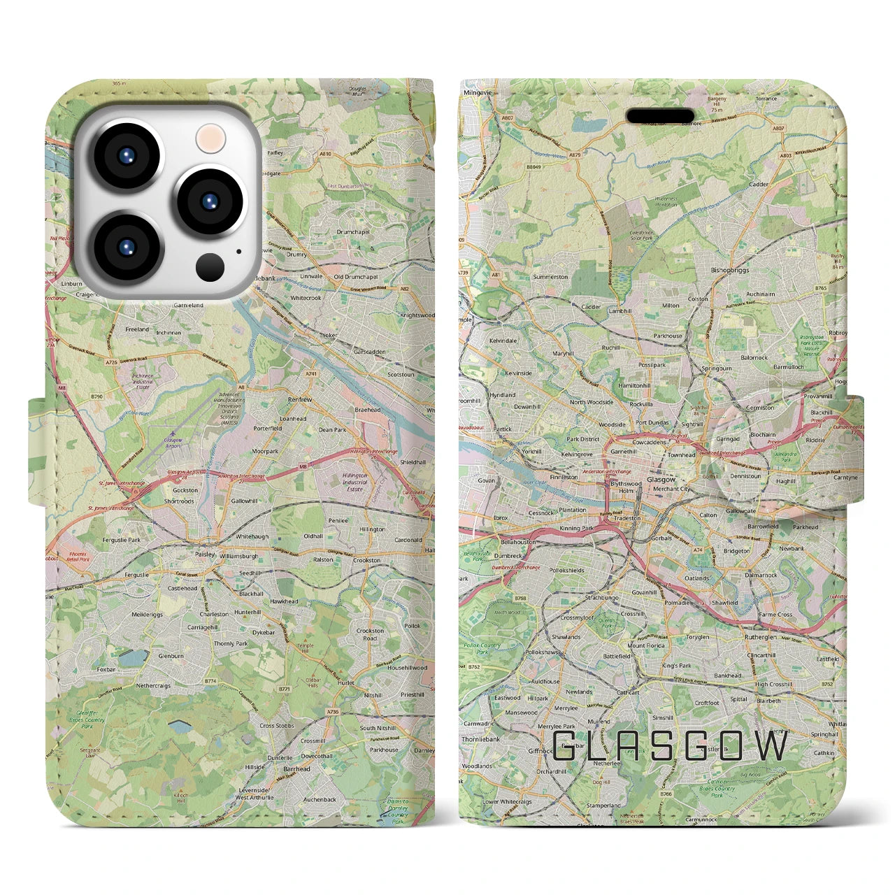 【グラスゴー(イギリス)】地図柄iPhoneケース(手帳タイプ)