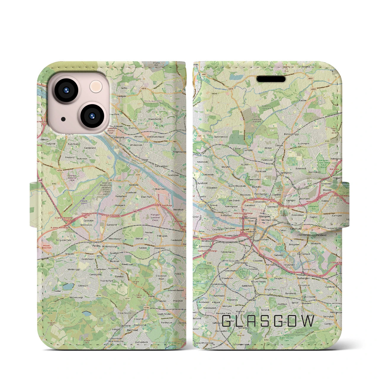 【グラスゴー(イギリス)】地図柄iPhoneケース(手帳タイプ)