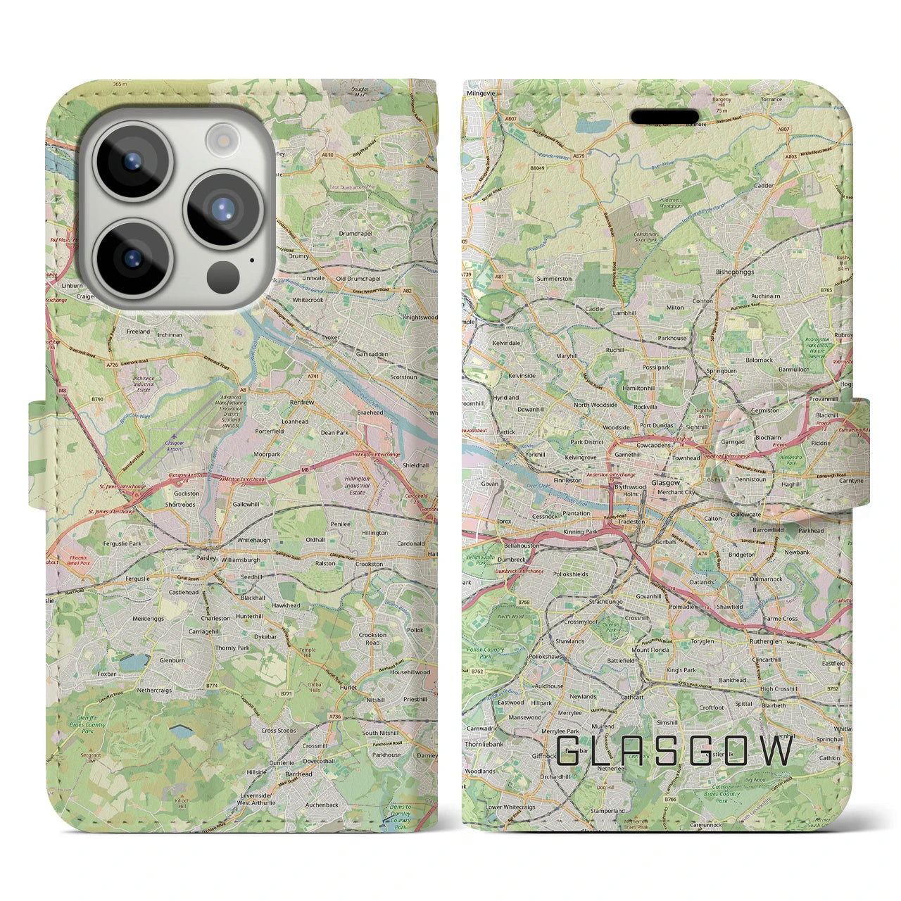 【グラスゴー(イギリス)】地図柄iPhoneケース(手帳タイプ)