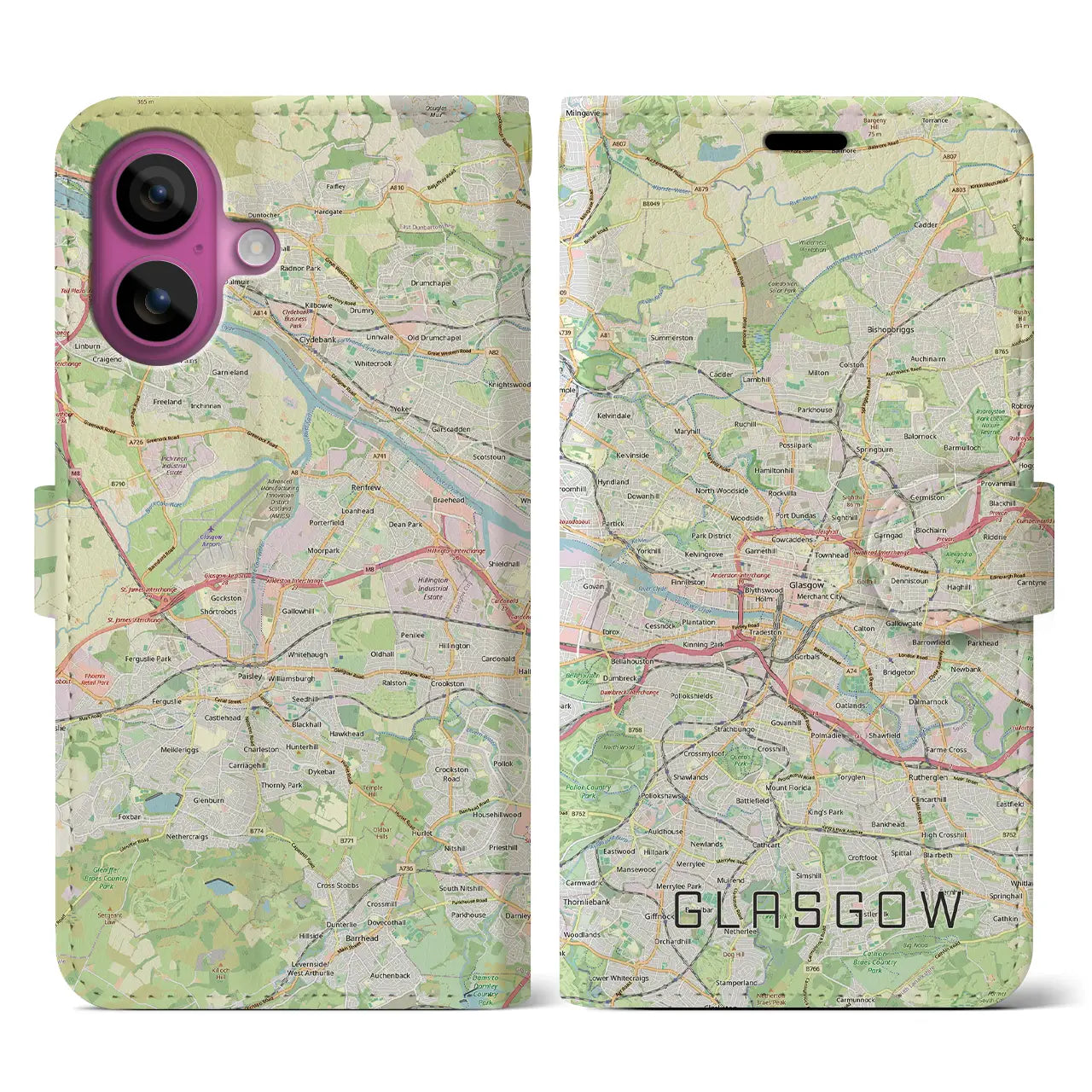 【グラスゴー(イギリス)】地図柄iPhoneケース(手帳タイプ)
