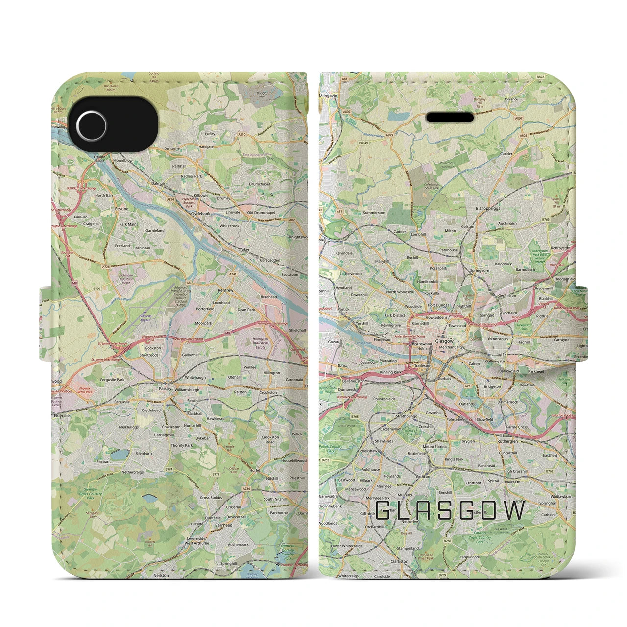 【グラスゴー(イギリス)】地図柄iPhoneケース(手帳タイプ)