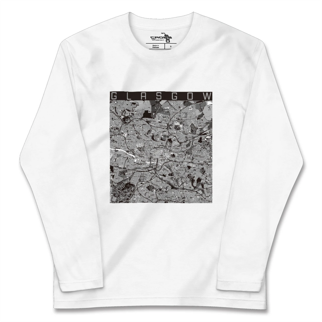 【グラスゴー(イギリス)】地図柄ロングスリーブTシャツ