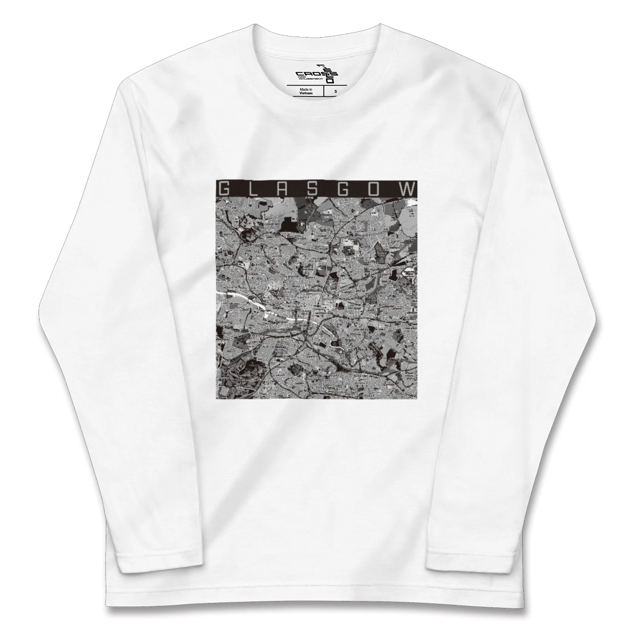 【グラスゴー(イギリス)】地図柄ロングスリーブTシャツ
